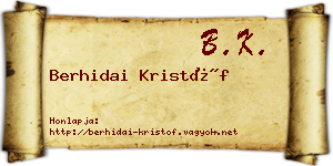Berhidai Kristóf névjegykártya